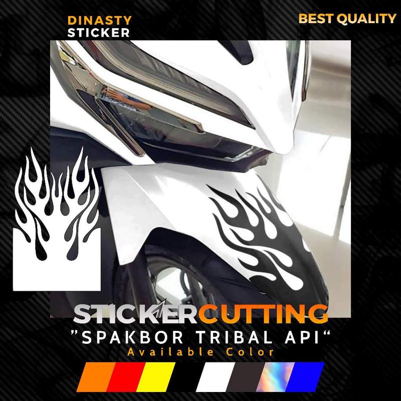 STICKER STIKER CUTTING SPAKBOR DEPAN BELAKANG MOTOR MOTIF TRIBAL API ...