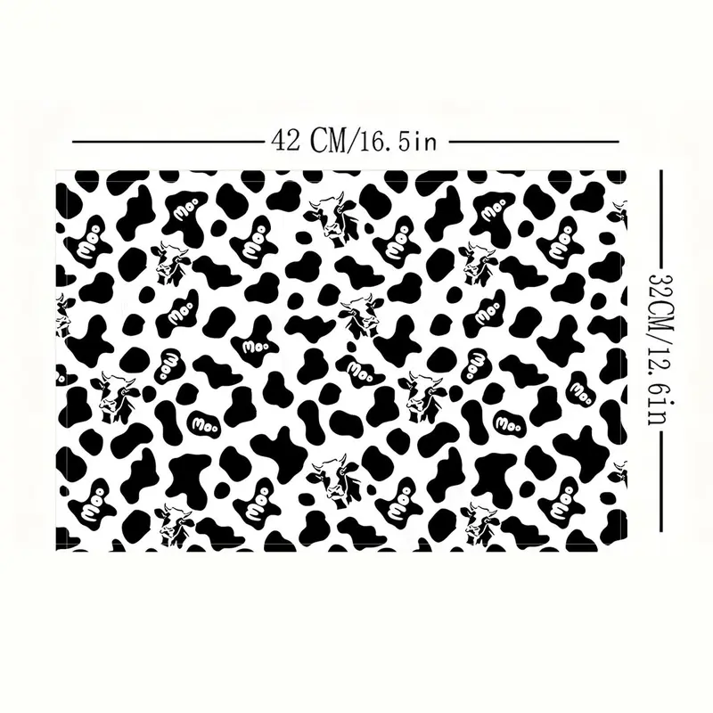 Cow Pattern Placemat, 1/4/6/8/12pcs Non-slip Placemat, Decorative Placemat for Home Kitchen Dining Room, Vanity Decor Accessories 2