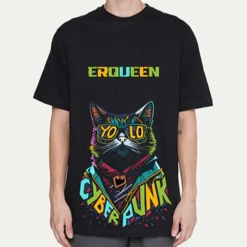 ERQUEEN Kaos Pria Wanita cyber punk cotton combad 24s Lembut Nyaman Sablon Tebal 0