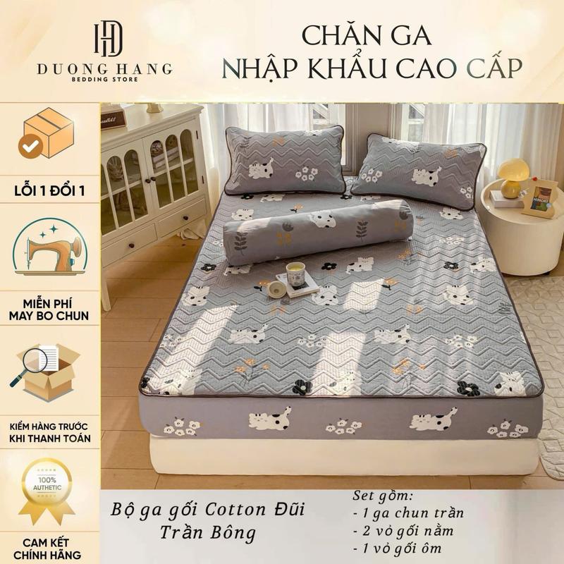 Ga gối COTTON ĐŨI trần bông kèm vỏ ôm ( không chăn)