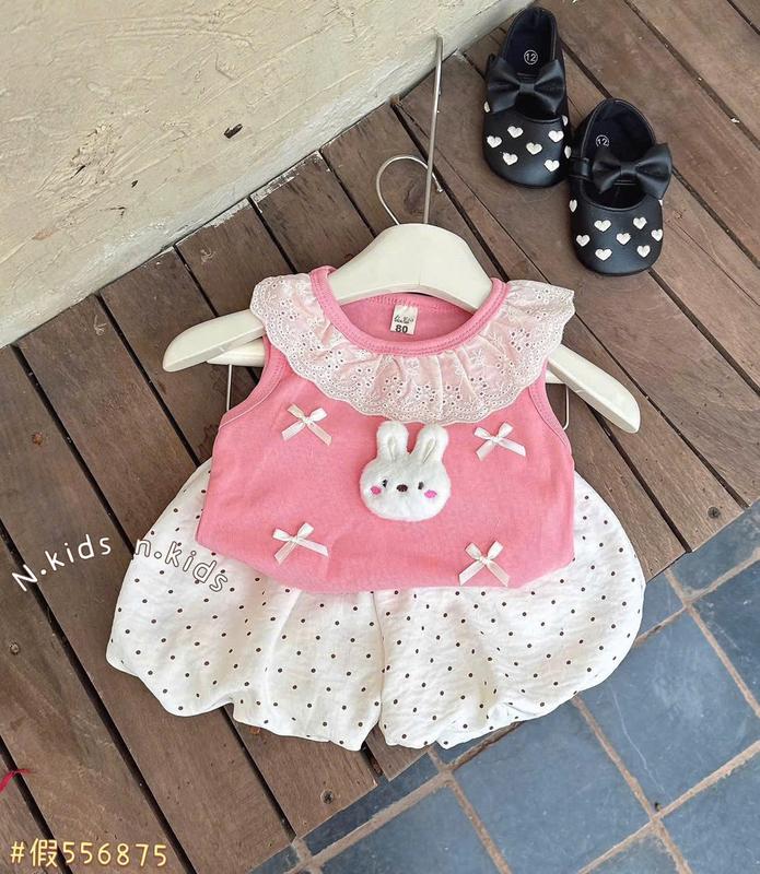  6-18kg Sét áo cổ ren GẮN THỎ mix quần boom xinh cho các bé gái diện hè 
