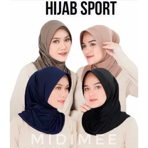 MIDIMEE PAKET HEMAT JILBAB SPORT JERSEY 100 RB DAPAT 12 Instan Muslim Nyaman Kerudung Bahan Lycra Premium Model Instan Muat 15 Buah - Sporty