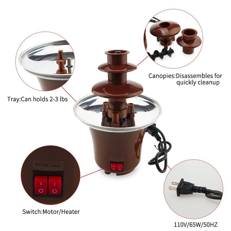 Product Introduction of home essential goods Mini Chocolate Fountain with 3 Layers Creative Design Chocolate Melt With Heating Fondue 1