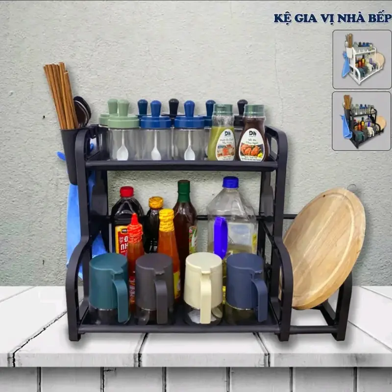 Kệ Đựng Gia Vị Nhà Bếp , Kệ Đựng Đồ Dùng Nhà Bếp, kệ gia vị 2 tầng tiện ích 0
