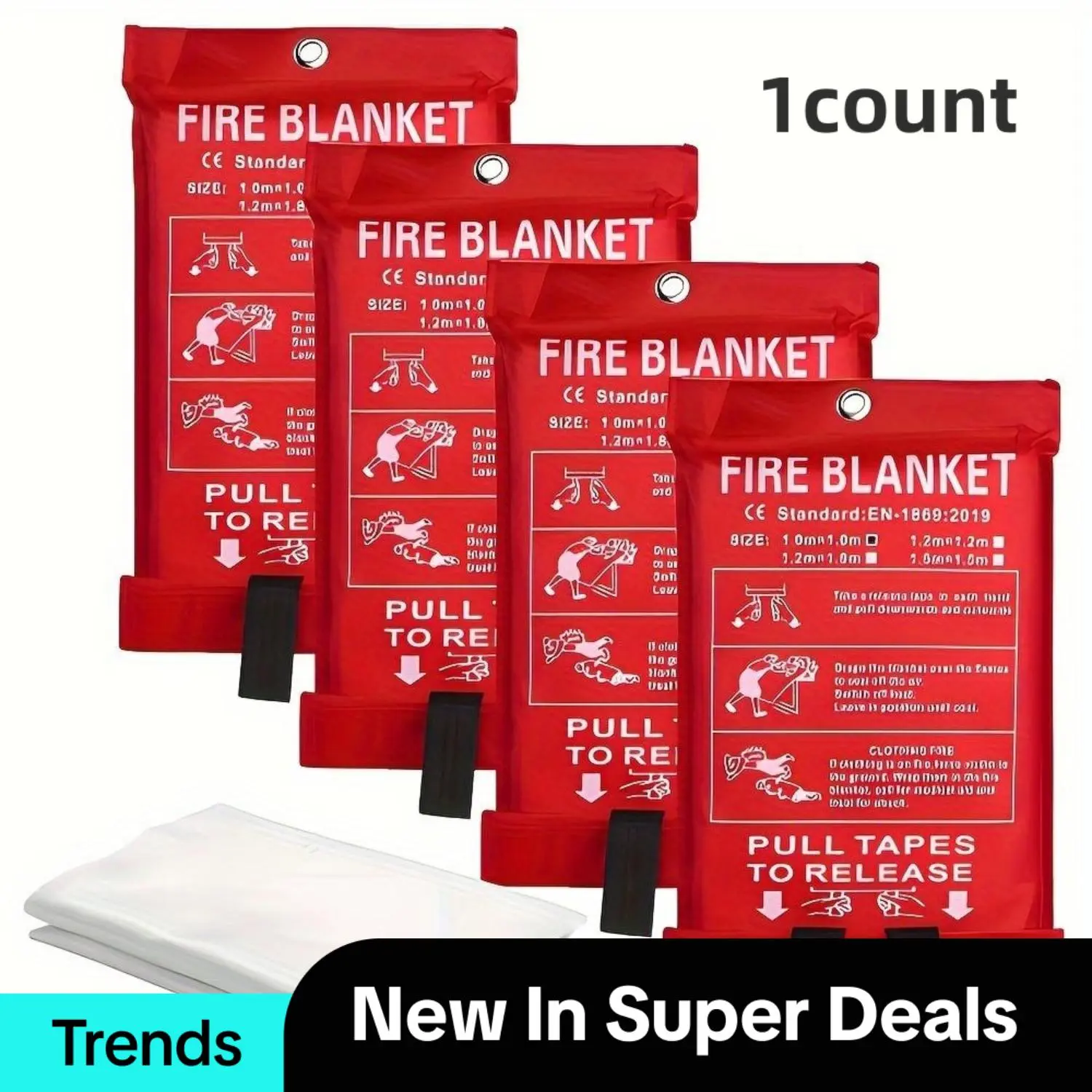 Fire Blanket, Emergency Fire Blanket, Reusable Firefighting Blanket, Heat Resistant Fire Blanket for Home, Kitchen, School, Barbecue, Car, Office