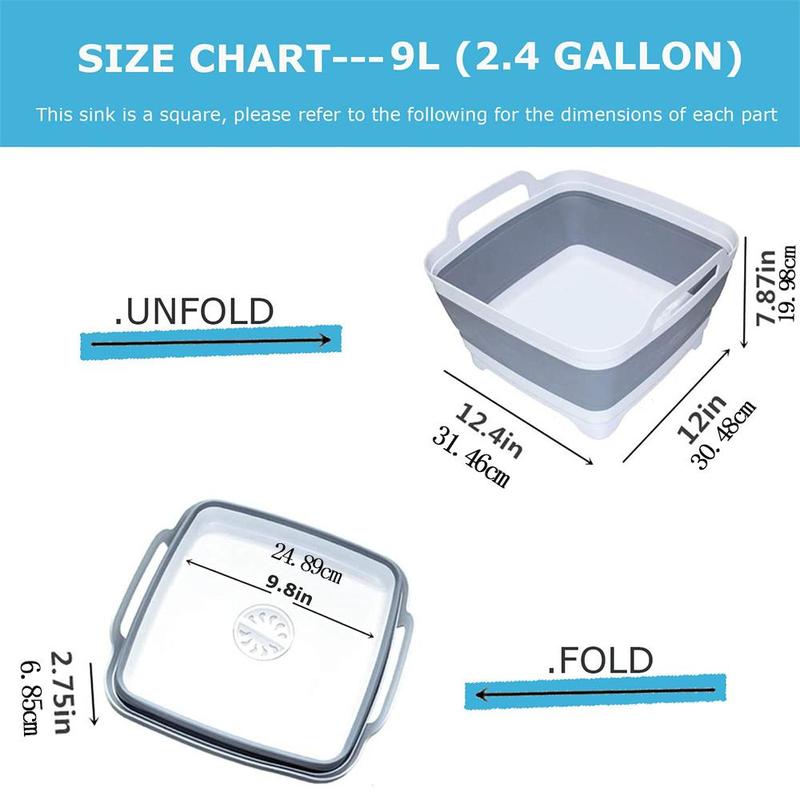 Collapsible Laundry Basin, 1 Count Portable Drain Basin for Kitchen Sink, Multifunctional Fruit Vegetable Washing Basin, Foldable Camping Bucket, Chill Room Accessories 1