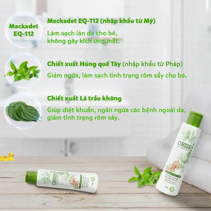 Sữa tắm gội rôm sảy Oriss chiết xuất trầu không dịu nhẹ không cay mắt dùng được cho trẻ sơ sinh - ORIBE, Chai 150ml Cho Bé 2