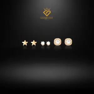Korean Trendy Silver Needle Star Zircon Earrings: Anting Wanita Korea, Luxury Simple Design AAE0046