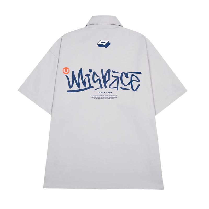 Áo sơ mi kaki local brand By Unispace áo form rộng tay lỡ unisex nam nữ Graffiti signature