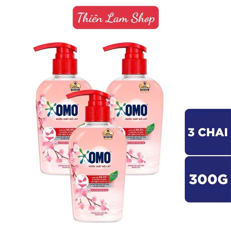 Combo 3 chai Nước Giặt Đồ Lót chuyên dụng OMO Hương Hoa Anh Đào Thanh Lịch - Chai 300g - Làm Sạch( nuoc  giat do lotomo )