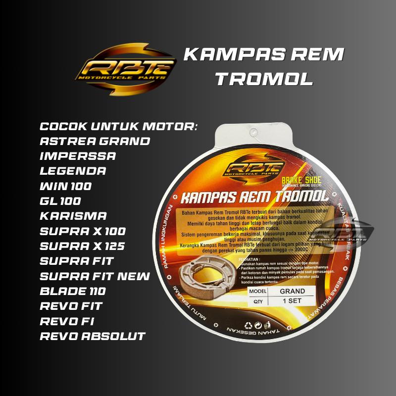 KAMPAS REM BELAKANG TROMOL PIRODO ASTREA GRAND LEGENDA WIN PRIMA GL100 KARISMA SUPRA FIT X 100 125 BLADE 110 REVO ABSOLUTE 2