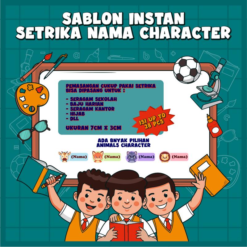 Sablon Setrika Label Nama Baju Dan Seragam Sekolah Character 1