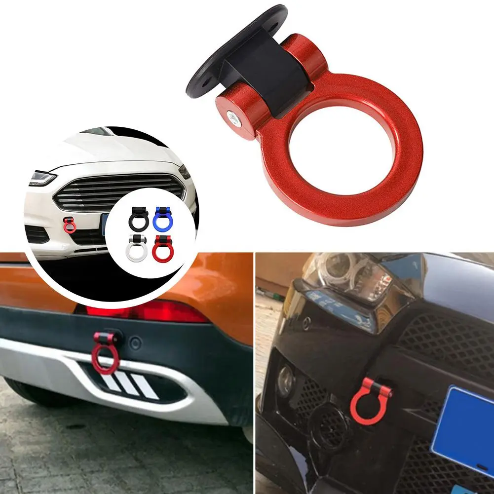 Universal ABS Car Trailer Hook Sticker Decoration Racing Ring Style Front Rear Bumper Decorative Tow Hook Auto Exterior Parts