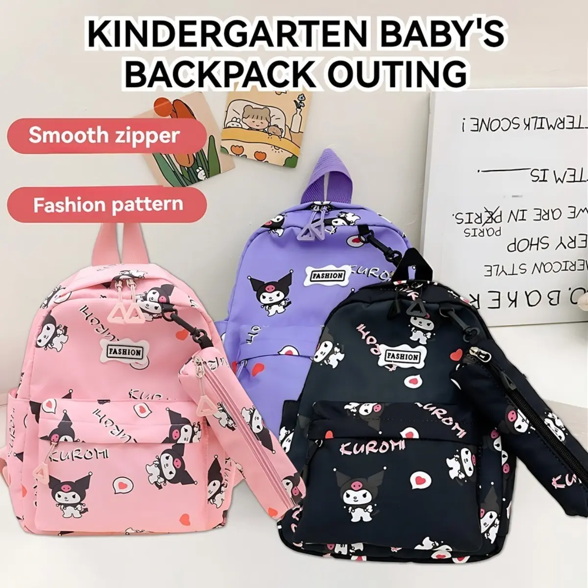 31cm Kindergarten School Bag Backpack Kids Children Girl Light Weight Beg Sekolah Budak Kuromi Cinnamoroll My Melody