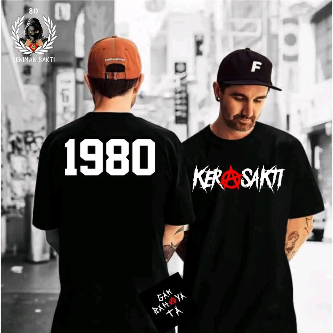 Kaos Distro Pria KERA SAKTI 1980 Hitam Combed 24s tebal Dewasa Motif Atasan Keren Cowok Tshirt Katun Baju Sablon