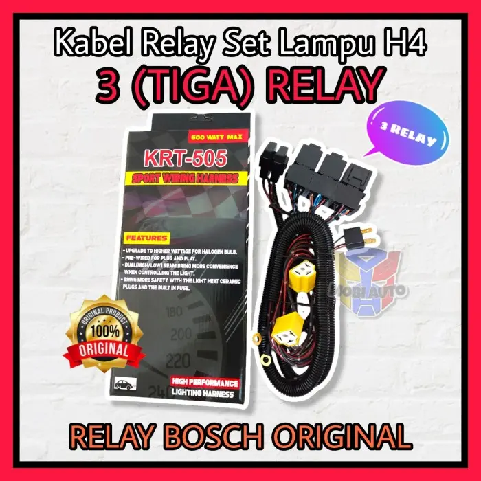 Kabel Relay Set BOSCH Lampu H4 Mobil - Varian 3 Relay 1