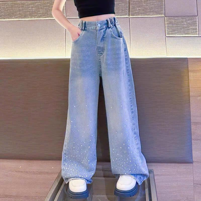 Product Introduction of Quần Jean Dài Dáng Suông Đính Đá Phong Cách Cá Tính Cho Bé Gái Size 18-46kg 16