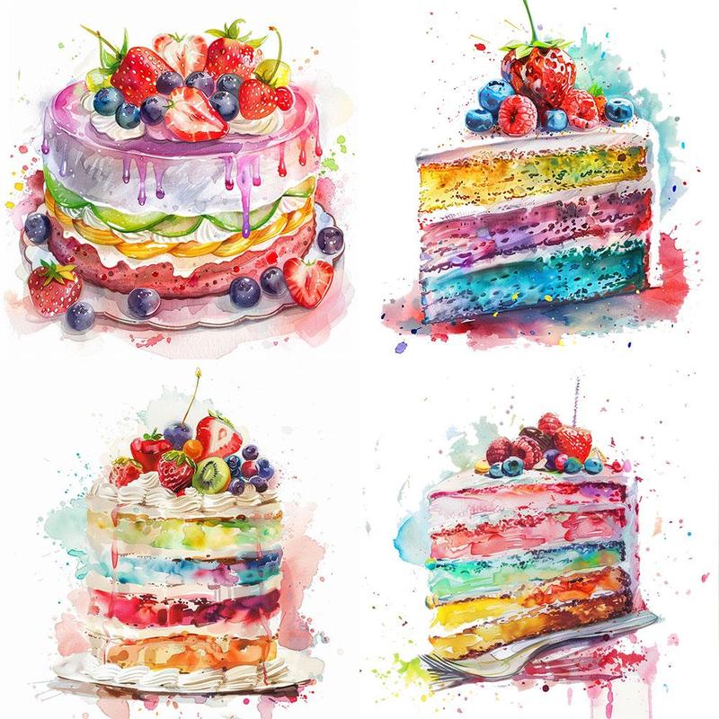 Colorful Birthday Cake Pattern Sticker, 20pcs/set DIY Decorative Sticker, DIY Decals for Scrapbooking, Journaling, Gift Wrapping, Greeting Card 3