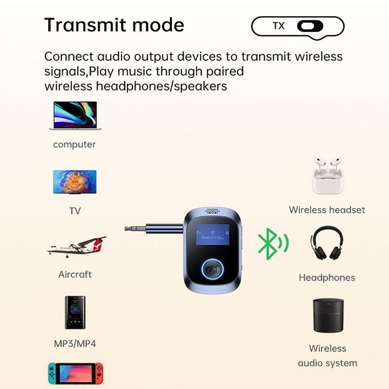 NEW LED Digital Display Bluetooth 5.4 Receiver Transmitter 2 in 1 With Mic Audio Adapter Car Lossless Music Wireless Adapter 2
