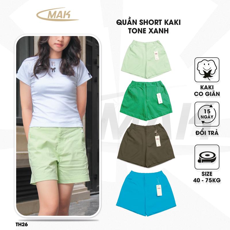 Quần Short Nữ Kaki Trơn Phong Cách Hàn Quốc Lưng Thun Co Giãn TH26 Cạp Thấp Tôn Dáng Women