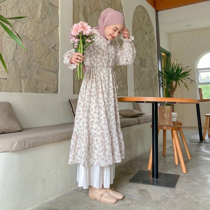 Rose blossom dress | Tunik Korean style | Dress motif bunga | Dress floral 2