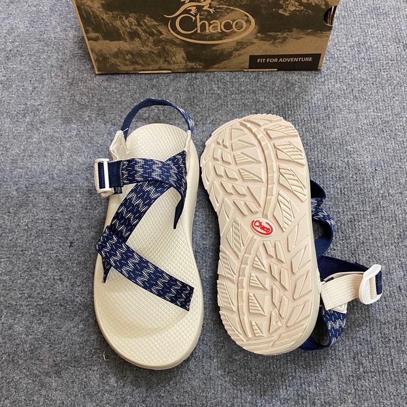 (Đế Thơm cao cấp) Dây xanh than hoạ tiết, đế trắng kem Sandals chacos Dép xăng đan Cao Su Đế Bằng Quai Hậu