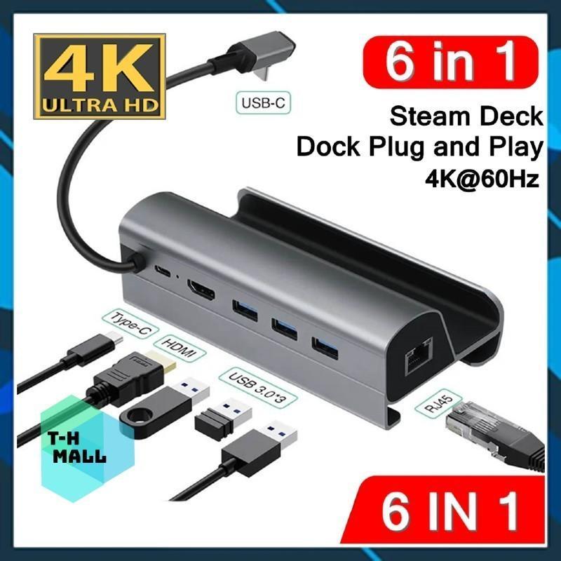 Bộ Dock Hub chuyển đổi 6 trong 1 USB type C sang HDMI 4K 60Hz USB 3.0 Gigabit…