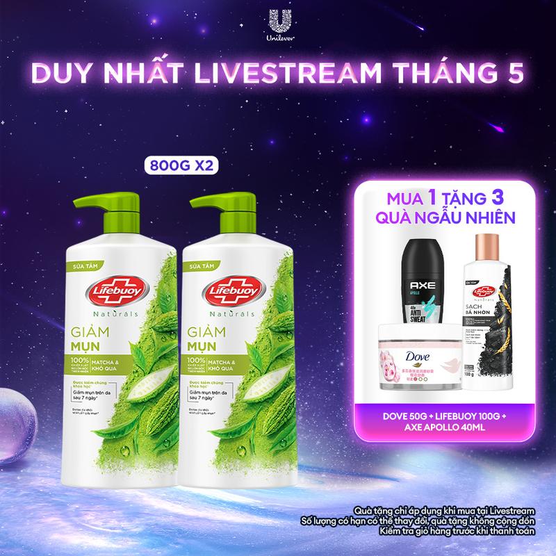 Combo 2 Sữa tắm Lifebuoy Matcha & Khổ qua Detox và Bảo vệ khỏi vi khuẩn 800g x2 [1]