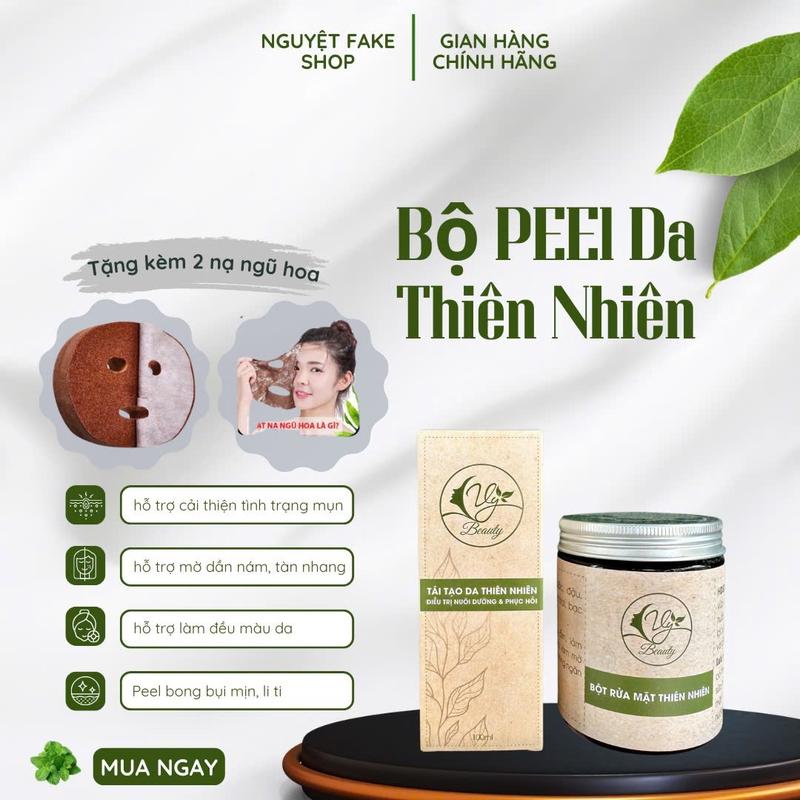 Bộ Mỹ Phẩm Hỗ Trợ Cải Thiện Da VY BEAUTY - gồm 1 lọ bột rửa mặt 150gram + 1 Serum 100ml +  2 miếng nạ ngũ hoa Skincare 0
