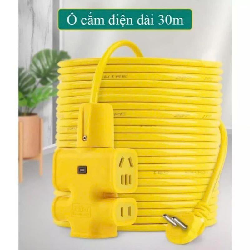 ( Dây Điện 30m) Cuộn Dây Điện  Kèm Ổ Cắm, Phích Cắm Đúc Chịu Lực Cao Đa Năng Tiện Lợi Dài 30m