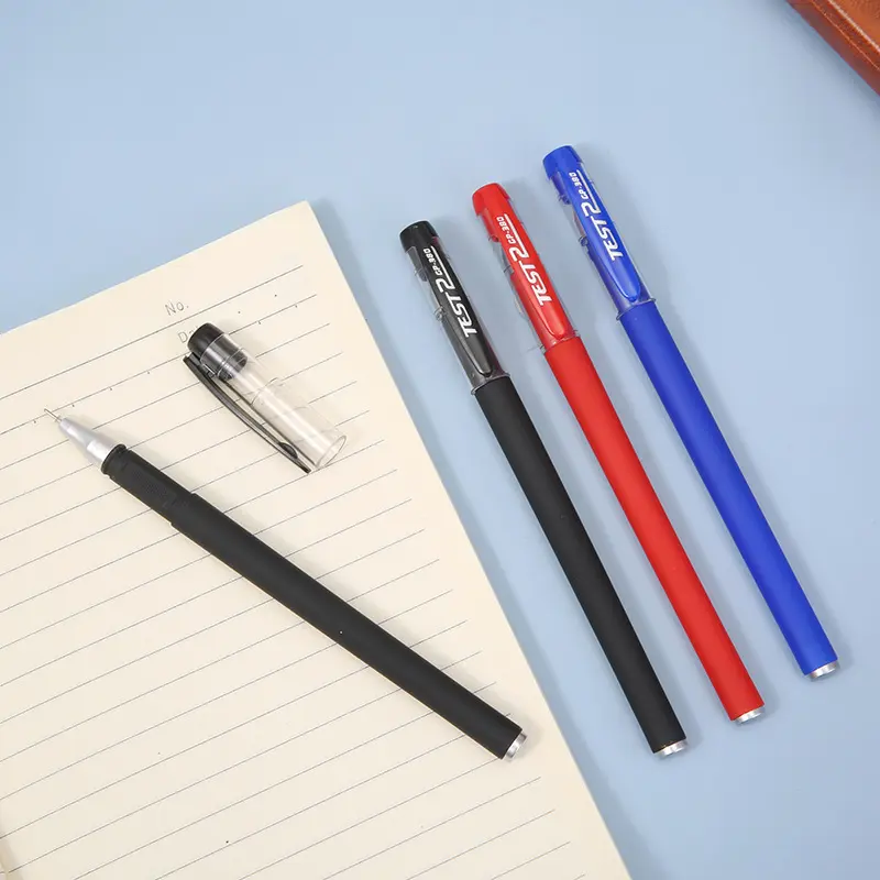 MSS -(COD) BUNDLING 1PCS 12PCS Pena Gel 0.55mm Standard Pulpen Gel Standard Bolpoin Cair Alat Tulis Sekolah Bolpen Warna Hitam Biru Merah Murah Plastik 4