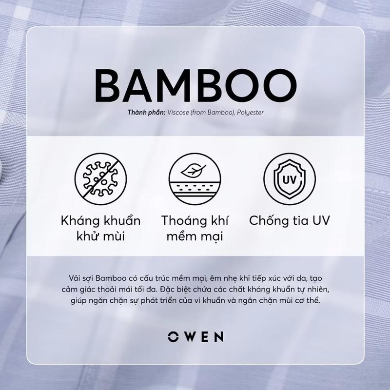 Product Introduction of OWEN - Áo sơ mi dài tay Owen Regular fit  chất sợi tre màu xanh dương in chìm Menswear Nam 2