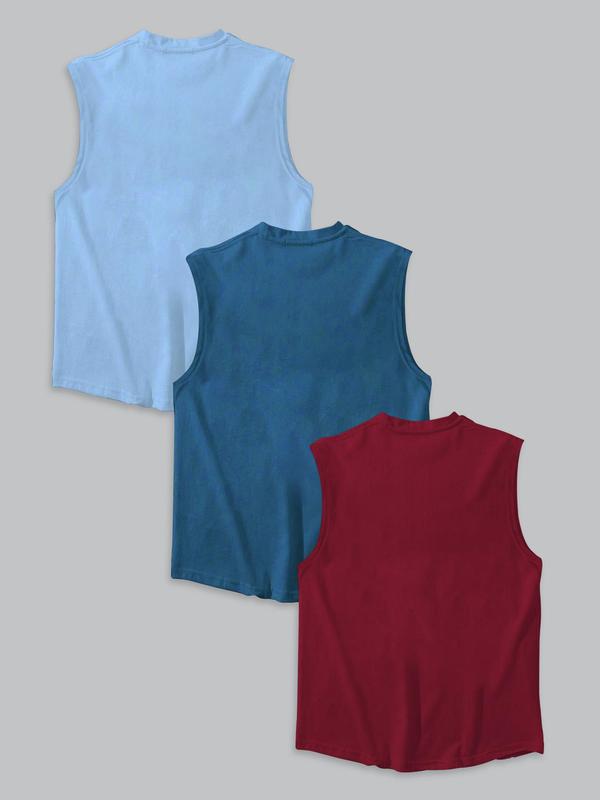 Men's Letter & City & Coconut Tree Print Tank Top, Regular Fit Casual Sleeveless Round Neck Top for Summer, Men's Top for Daily Wear, Clothing 6