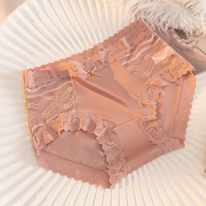 Combo 5-10 Quần Lót Nữ Lụa Satin Viền Sóng Cạp Cao, Gen Bụng, Nâng Mông, Tàng Hình, Chất Mát Lạnh Mềm Mịn Bigsize 38-90kg Ren Voan Voi Women noiynu quan lot dep
