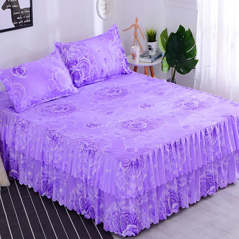 Skirt Katil Beropol Cadar Tepi Katil Seprai Sehelai Seprai Simmons Kalis Habuk Sarung Pelindung Peralatan Tempat Tidur Bawah Tilam
