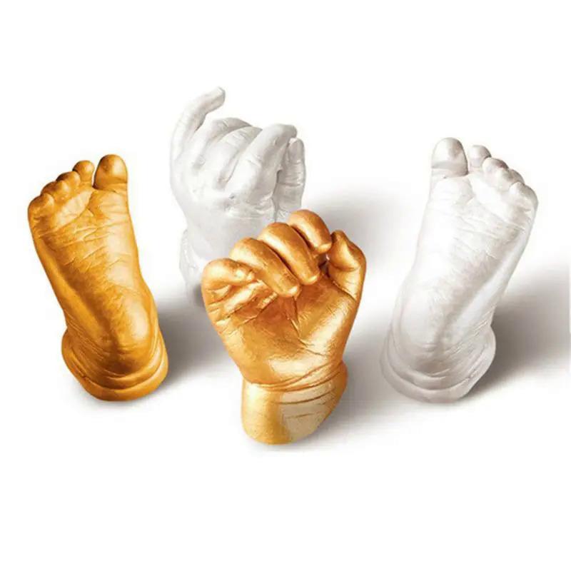 Product Introduction of Bộ dụng cụ đúc thạch cao in hình tay và chân em bé 3D, in tay, dấu chân, quà lưu niệm, 2 mảnh, màu vàng và Màu bạc 19