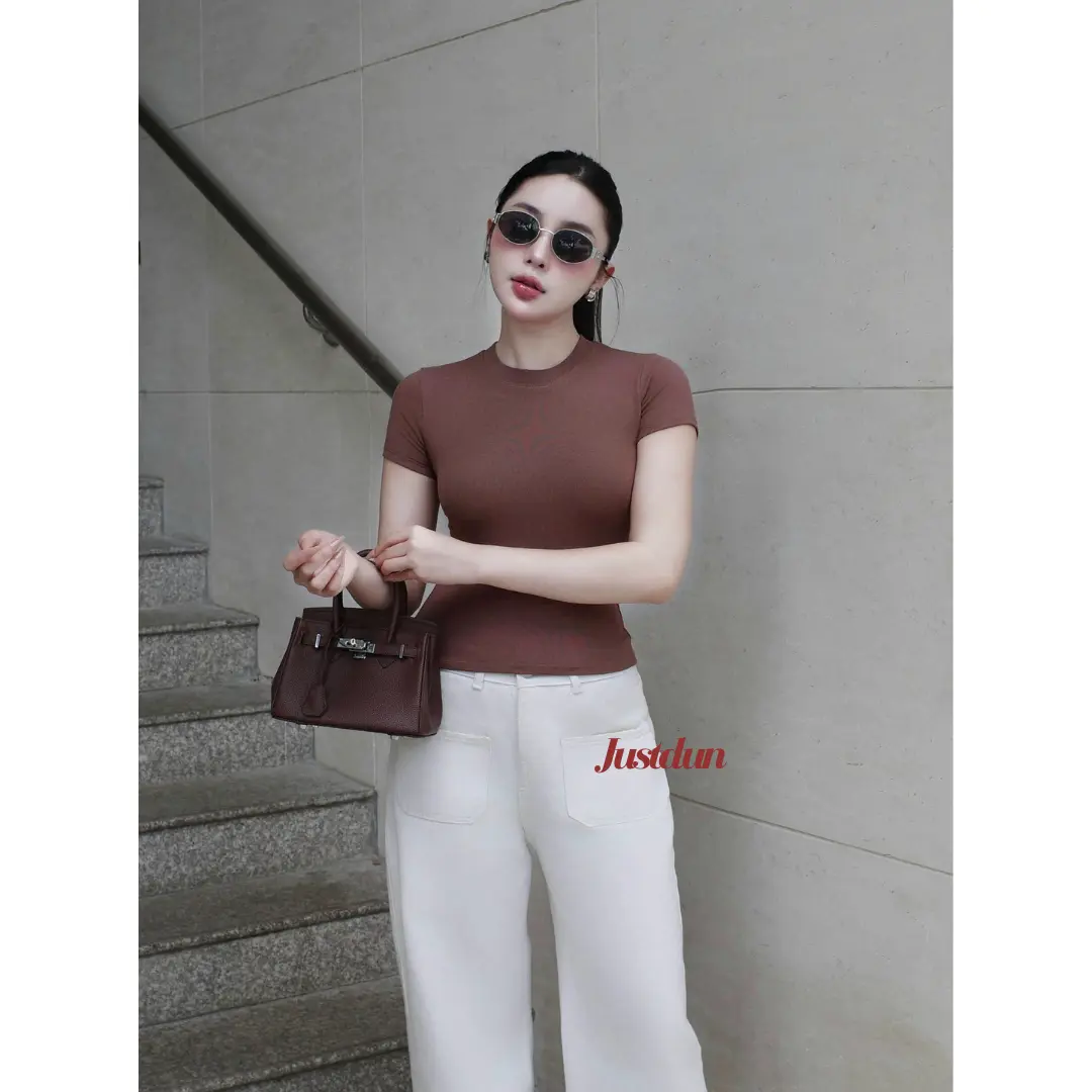 [ 30 MÀU LẠ ] Áo Thun Nữ Ôm Thắt Eo Body JUSTDUN B18 Cổ Tròn Tay Ngắn, Cotton Mịn Co Giãn 4 Chiều, Mềm Mại Thoáng Khí. | BigBuy360 - bigbuy360.vn