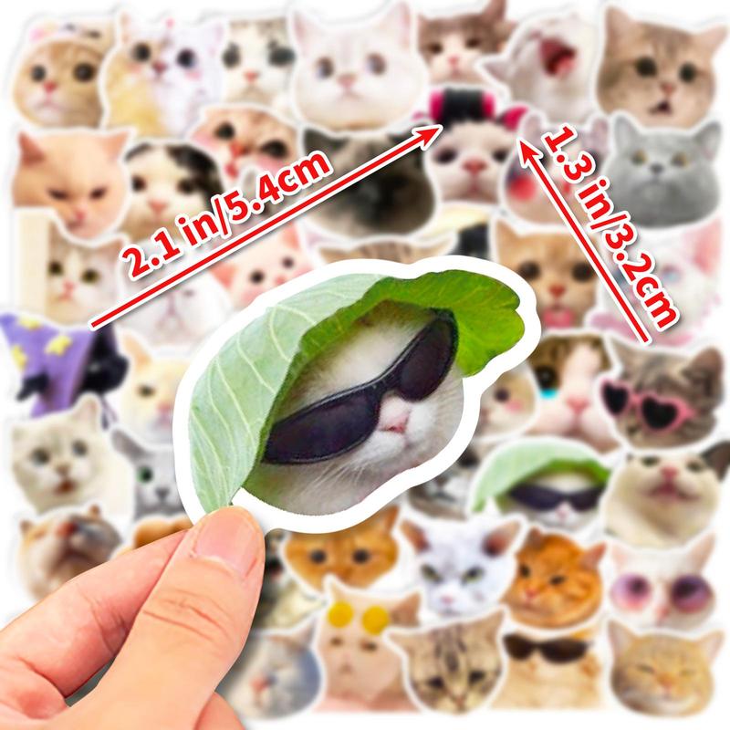50 Pcs Cute Cat Pattern Stickers, Waterproof Decoration Stickers for Kids Teens, Funny Stickers Decals for Cat Lovers Laptop Water Bottle Scrapbook 1