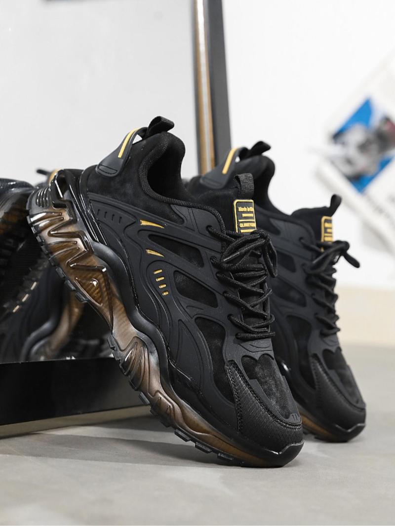 Product Introduction of Men's Fashionable Lace Up Low Top Sneakers, Casual Comfortable Sports Running Shoes, Trendy All-match Chunky Sneakers for Daily Wear 2