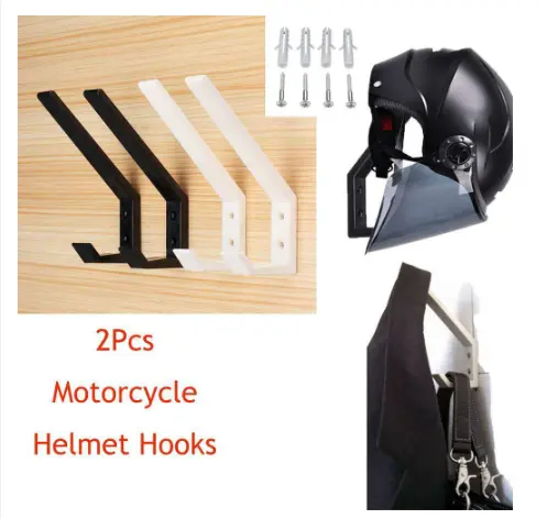 RAK GANTUNG HELM TOPI JAKET SERBAGUNA 2 PCS - CANTOLAN HELM KOKOH BESI STAINLESS STEEL - HOOK HANGER MINI MULTIFUNGSI 2 PCS - Cantolan Helm - Gantungan Dinding 2Pcs - Gantungan Tas Baju Kunci - Tempat Helm rak dinding Tempel Black 6