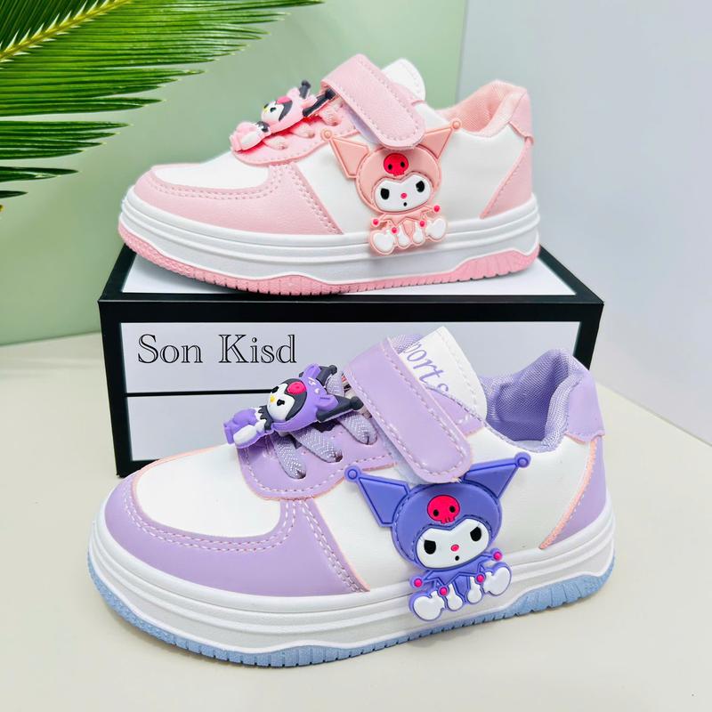    Tặng Kèm Vớ  Mã D-06 Giày Thể Thao Bé Gái Hình Kuromi Size 26-37 Chất Da Mềm Phù Hợp Bé Đi Học Đi Chơi Kem Sandal Voi Dép Sandal 