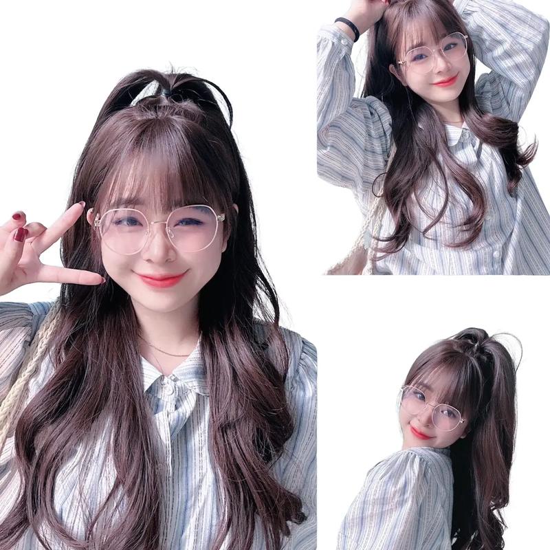 >>NEW<< Tóc Giả Nguyên Đầu Dệt Kim Xoăn Nhẹ 50cm Women Wig Nữ