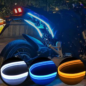 2pcs tiras de luces decorativas para señal de giro de motocicleta, luces fluidas, tiras de luces para cambio de carril, luces diurnas LED de doble color, luces traseras DRL, tiras de luces de circulación diurna