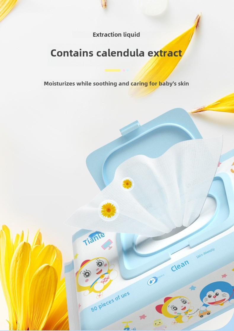Product Introduction of TALA Doraemon Baby Tissue Large Package 80 Pumping Newborn Infant Mother and Baby Wet Tissue for Hand Mouth 3