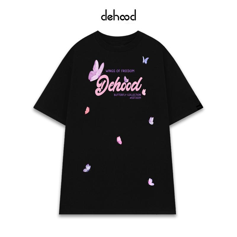 Áo Thun Local Brand Dehood Butterfly bướm hồng Unisex Tee Basic Cotton - BTF01 Nam Nữ Top Women Cổ Tròn