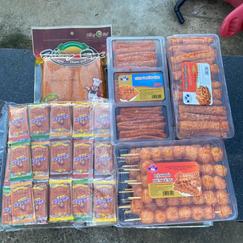 Combo 5 Món Bánh Pò Quẩy hộp Bánh pò xiên vừng Bánh pò miếng vừng,60 Gói Sườn Dê Hằng Đại,Hằng Đại Miếng Loại Ngon