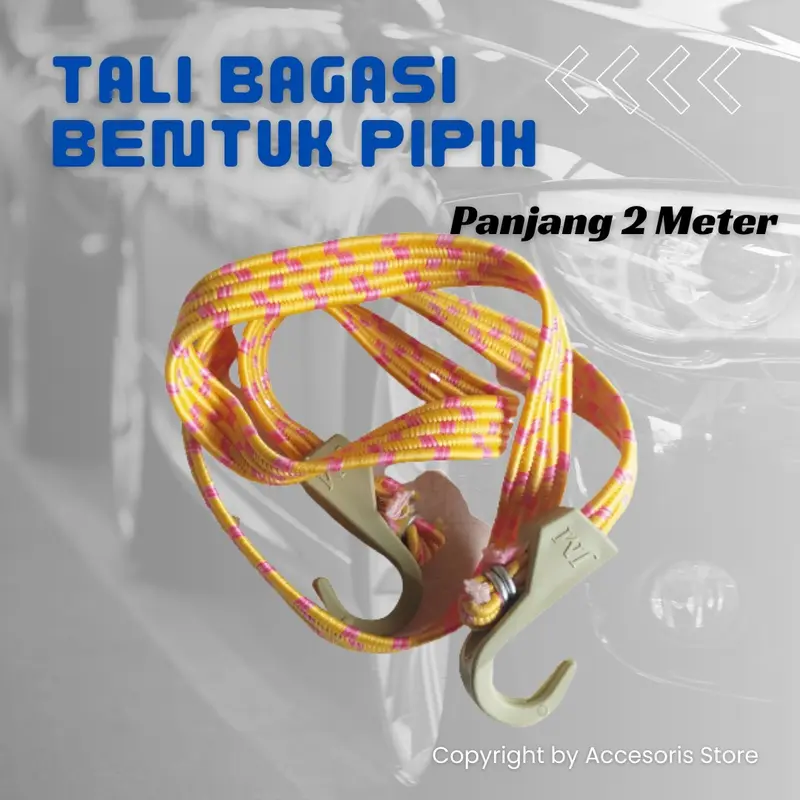 Tali Bagasi Motor Pipih Multifungsi Panjang 2 Meter/Tali Bagasi  Ikat Barang di Motor 0