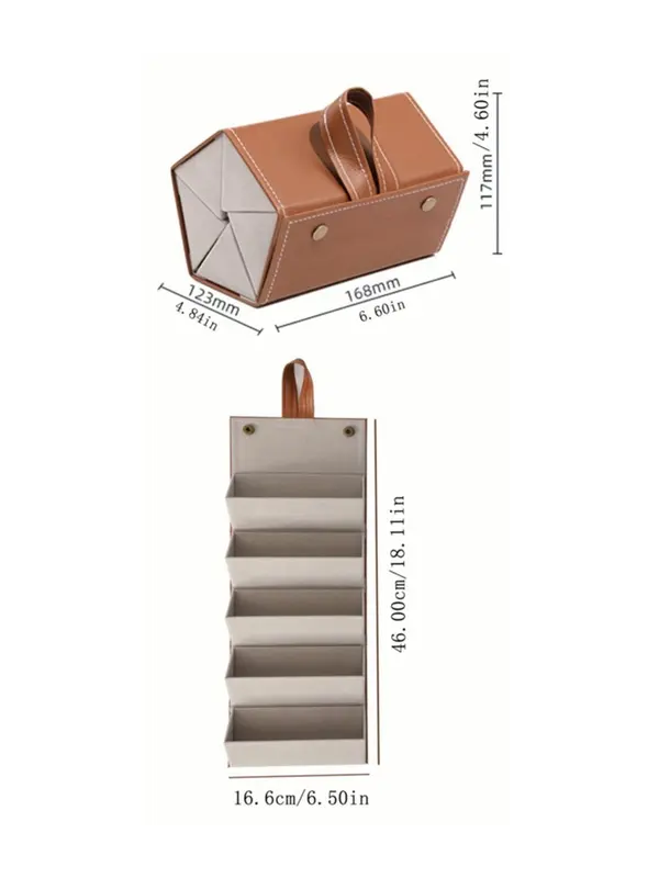 Simple 5 Slot Brown Sunglasses Storage Organizer, Trendy Foldable Travel Case with Multiple Glasses Hanging Hole, Portable Eyewear Display Box for Travel, Travel Essentials 1