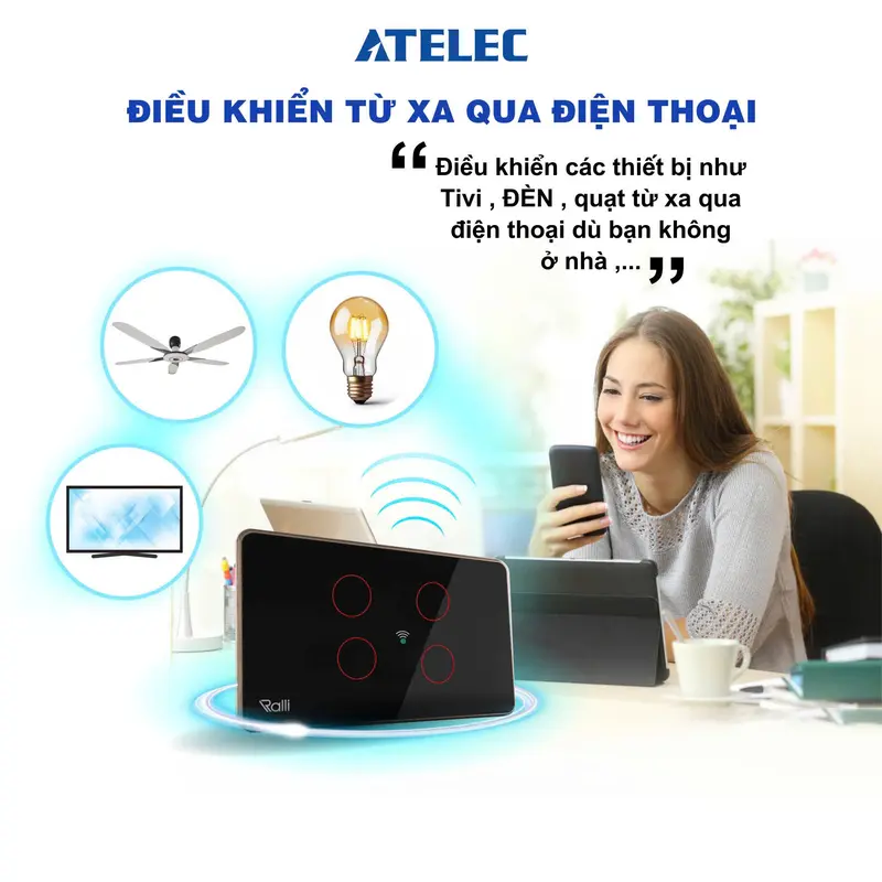 (2) Công Tắc Cảm Ứng Chữ Nhật Wifi Thông Minh ATELEC 1-2-3-4 Nút - Điều Khiển Từ Xa qua APP, Thiết Lập Hẹn Giờ - Bảo Hành 1 Năm 5
