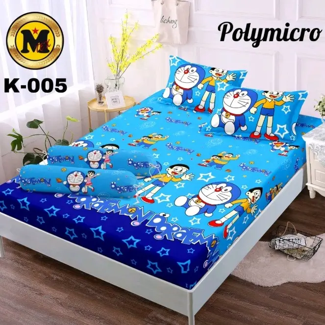 Seprei motif Doraemon Stars set bantal guling size 180x200 160x200  120x200